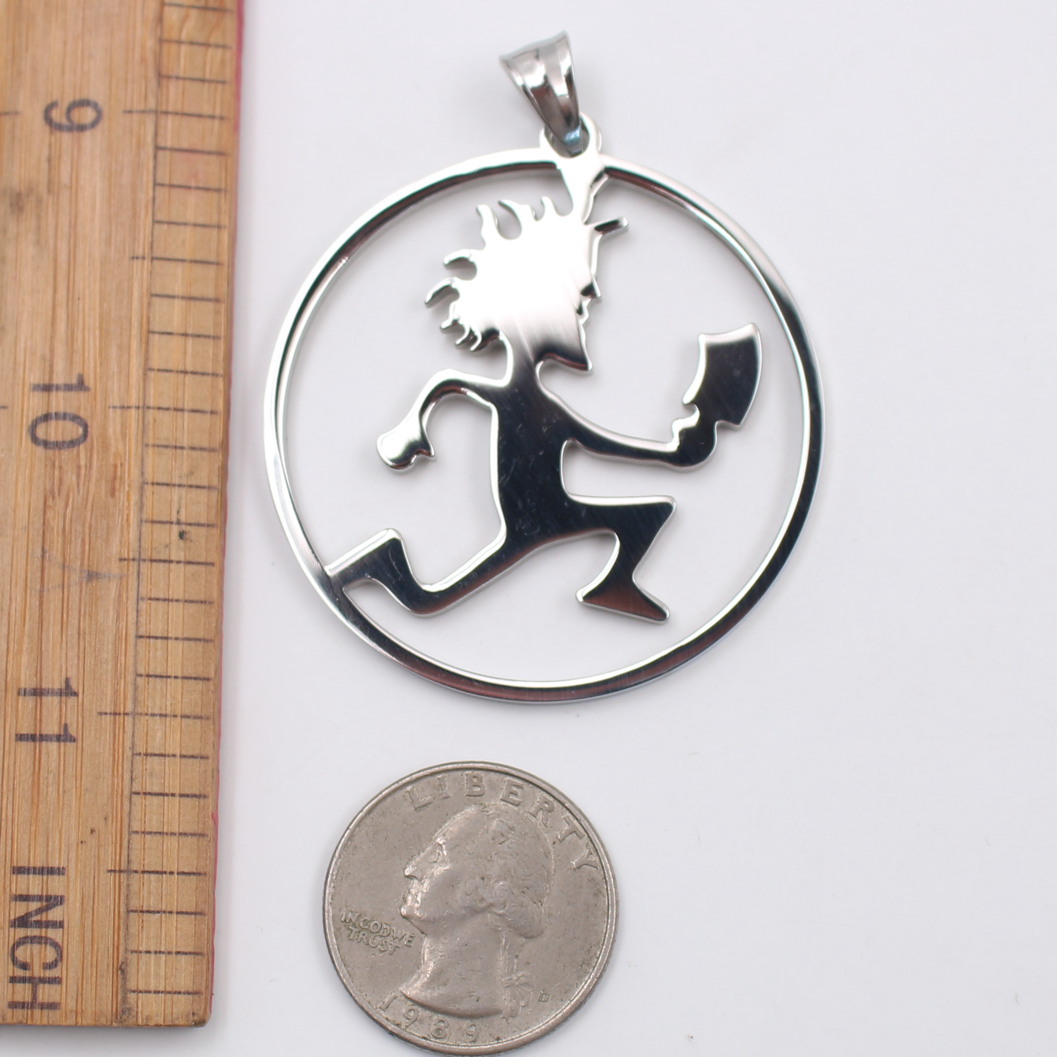 free shipping black/ silver High Polished Fashion Stainless Steel roker ICP Round Hatchet Man Pendant Men Women Necklace Chain