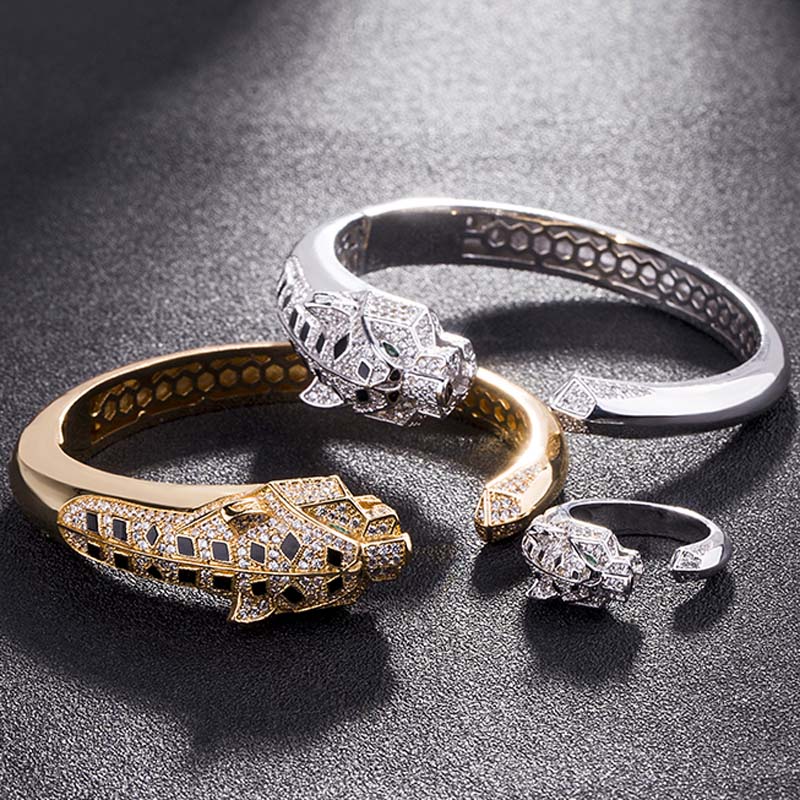 Bangle Theresa Statement Men Bangles Tiger Animal &Ring Jewelry Cubic Zircon Anel Anniversary Jewelry1