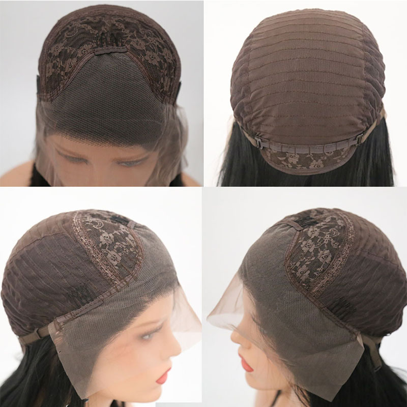 Middle Part High Temperature Fiber Natural Black/brown/blonde /red Short Bob Synthetic Lace Front Wig For black Women