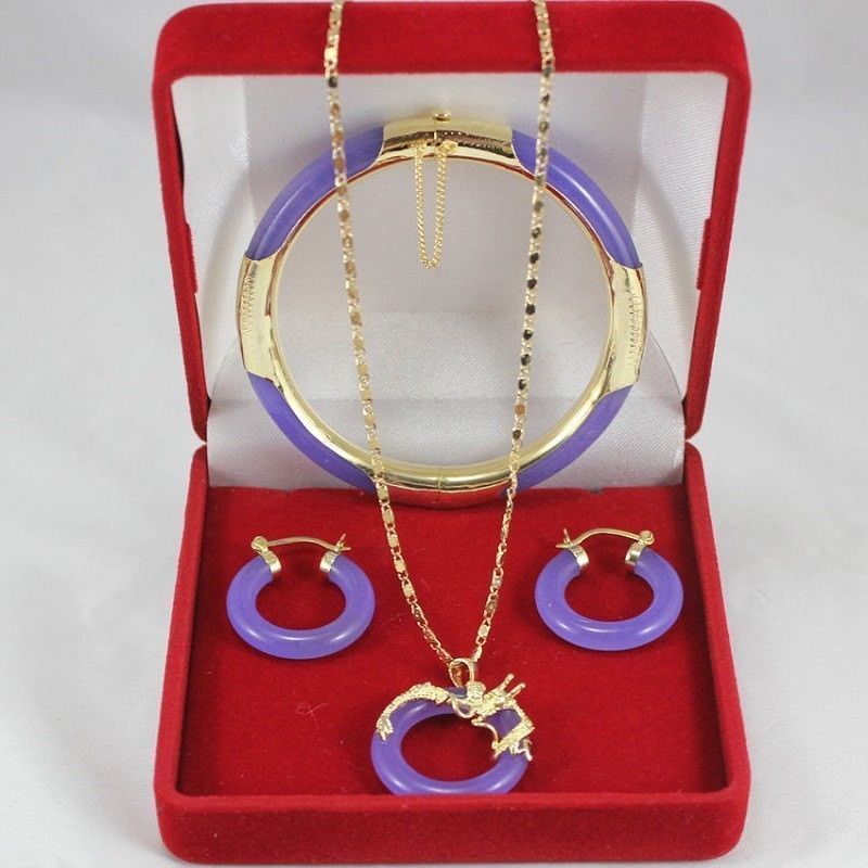 Costume Jewellery Purple Jade Bangle Earring Dragon Pendant Set<<<free shipping, Light purple
Costume Jewellery Purple Jade Bangle Earring Dragon Pendant Set<<<free shipping, Light purple