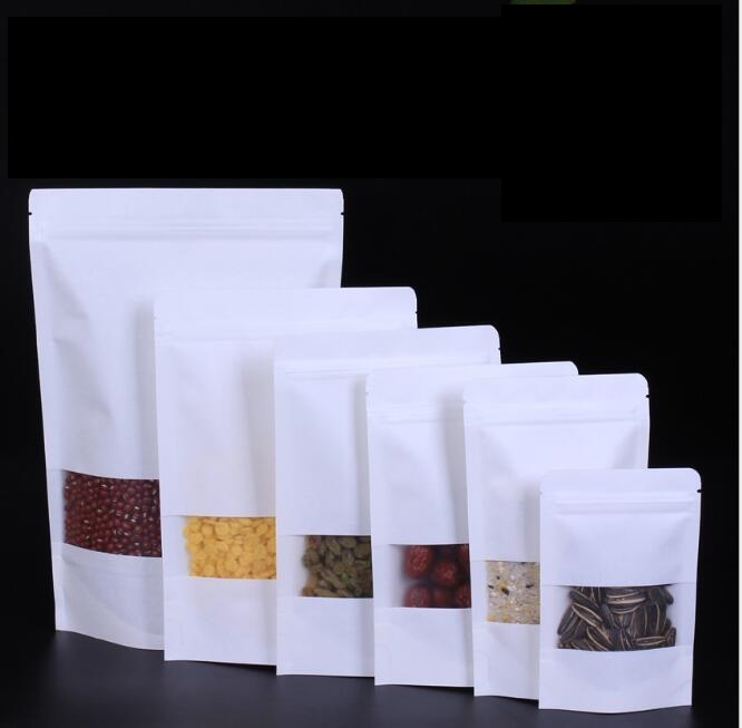 White Kraft paper bags Stand up Pouch With window retail bag Food grade Moisture proof For Snack Cookie Beans Candy packing bag
White Kraft paper bags Stand up Pouch With window retail bag Food grade Moisture proof For Snack Cookie Beans Candy packing bag