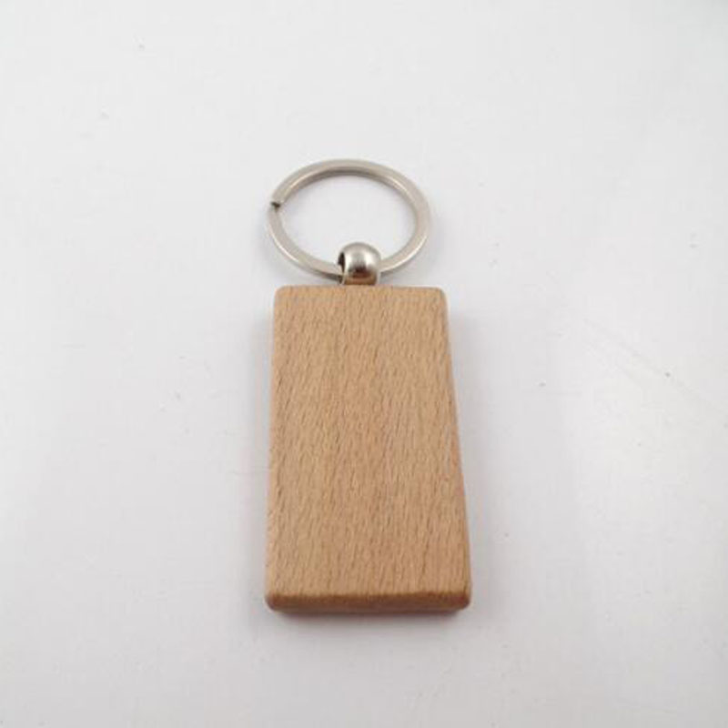 Simple Style Wood Key Chains Key Rings DIY Wood Round Square Heart Oval Rectangle Shape Key Pendant Handmade Keychain Gift