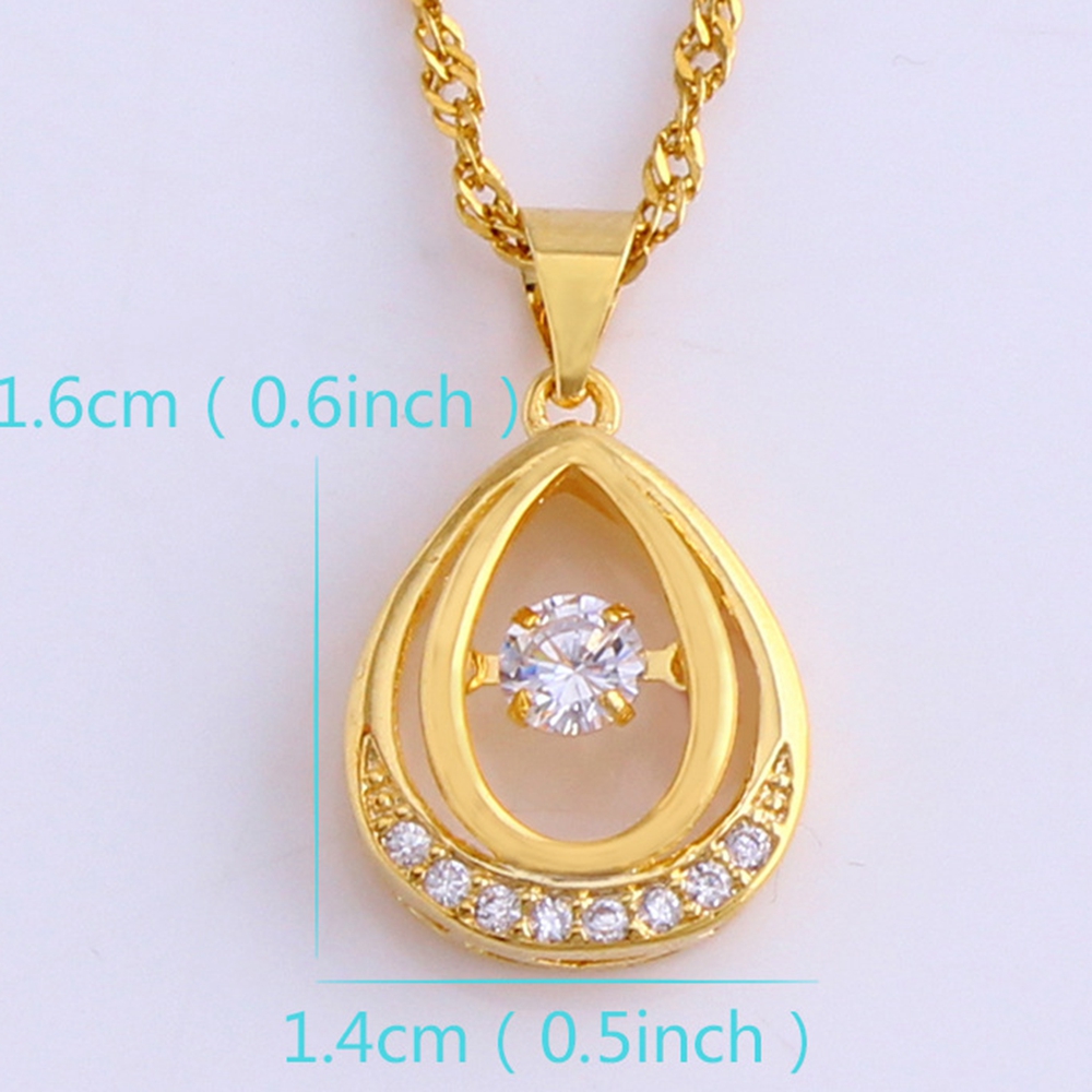 Teardrop Zirconia Pendant Chain 18k Yellow Gold Filled Classic Womens Girls Pendant Necklace Classic Style Gift