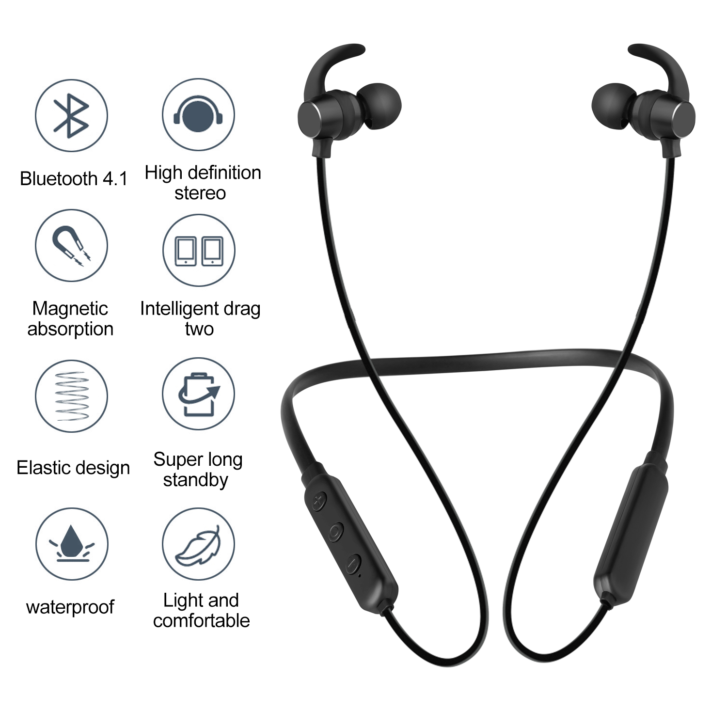 Waterproof Handsfree Bluetooth Headset Wireless Stereo Earphone With Mic Ultralight Headphone Earloop Earbuds For Pad iPhone Andorid
Waterproof Handsfree Bluetooth Headset Wireless Stereo Earphone With Mic Ultralight Headphone Earloop Earbuds For Pad iPhone Andorid