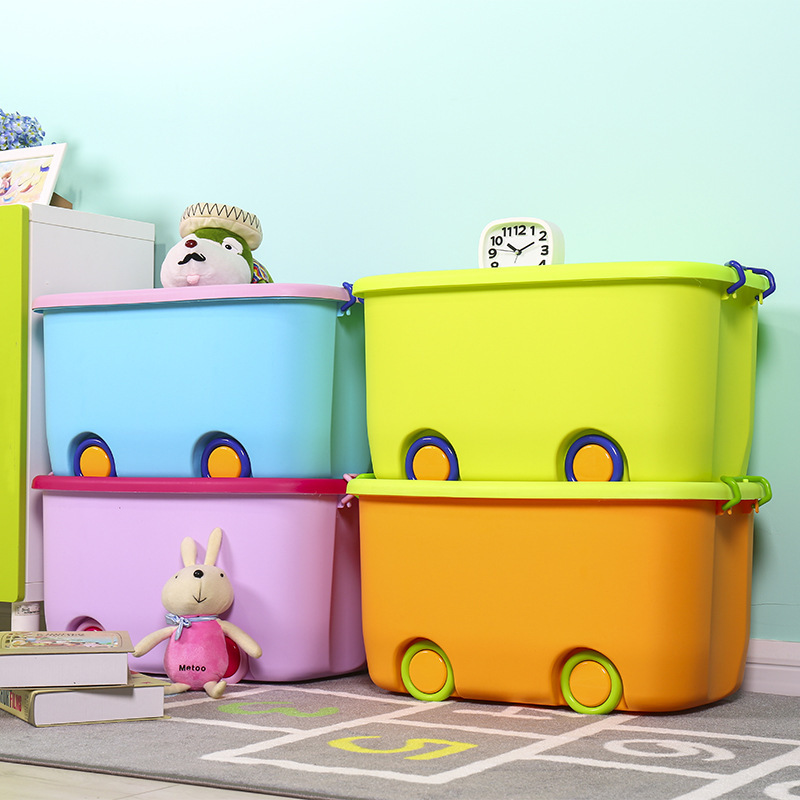 Extra Large Pulley Children's Toys Finishing Cartoon Plastic Convenient Turnover Storage Snacks Books Tool Storage Box