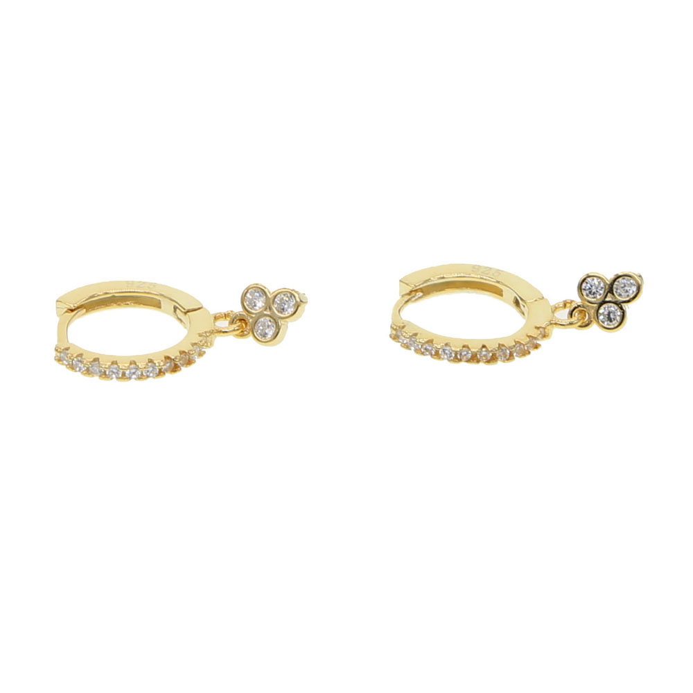 cute triangle charm earring dangle earrings 925 sterling silver minimal design Gold vermeil mini circle hoop with charm new earring