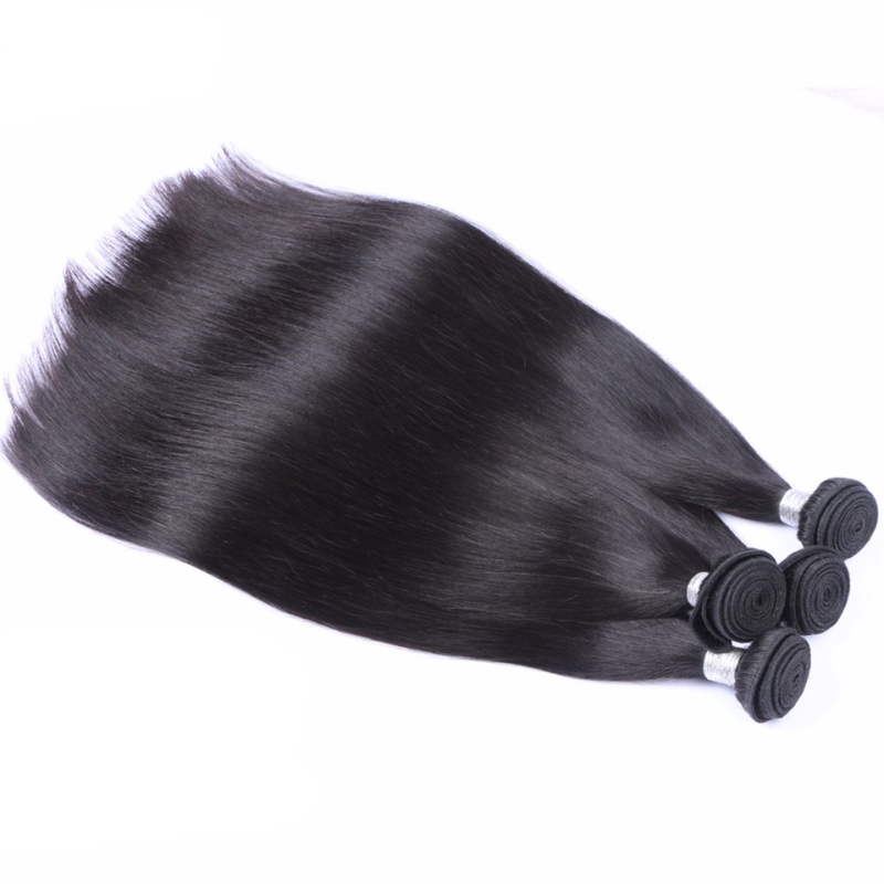 T Part 4X4 Lace Closure With 3 Bundles Peruvian Brazilian 100% Human Hair Wefts With 4X1 Closure Middle Part Straight