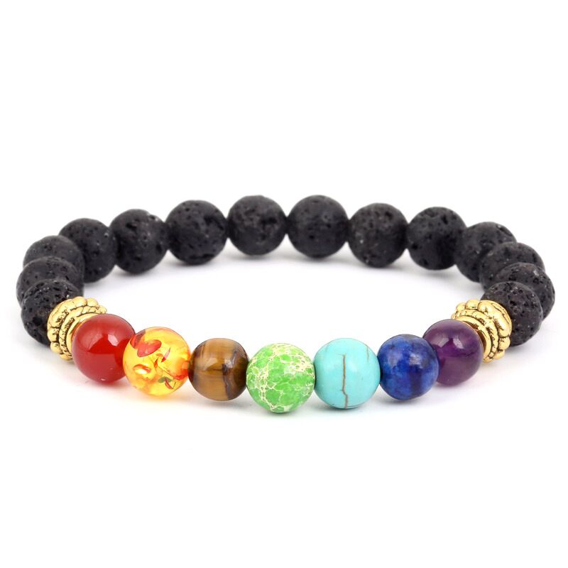 Men's Seven Color Energy Stone Adjustable Bracelets Women's Natural Volcanic Stone Tiger Eye Adjustable Woven Yoga Health Bracelet
