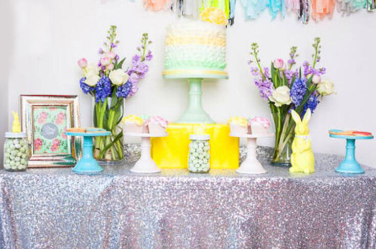 Sequin TableCloth Round Glitter Sequin Table Cloth for Wedding Banquet