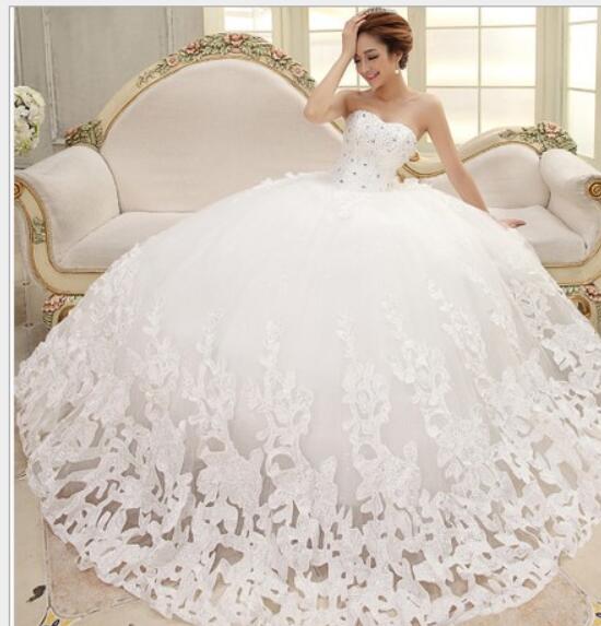 Wedding Dress 2018 Bridal Gowns Strapless Sweetheart A-Line Floor-Length Wedding Dresses Appliques Crystal Robe De Mariage