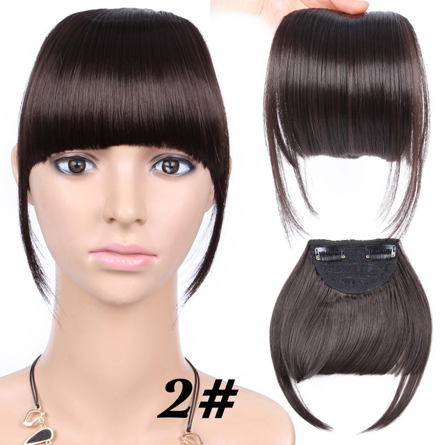 6 inches Short Front Neat bangs Clip in bang fringe Hair extensions straight Synthetic 100 Real Natural hairpiece