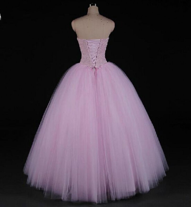 New Elegant Ball Gown Bow Pink Quinceanera Dresses 2018 For 15 Years Lace Up Sweet 16 Prom Party Prom Gown QC1001