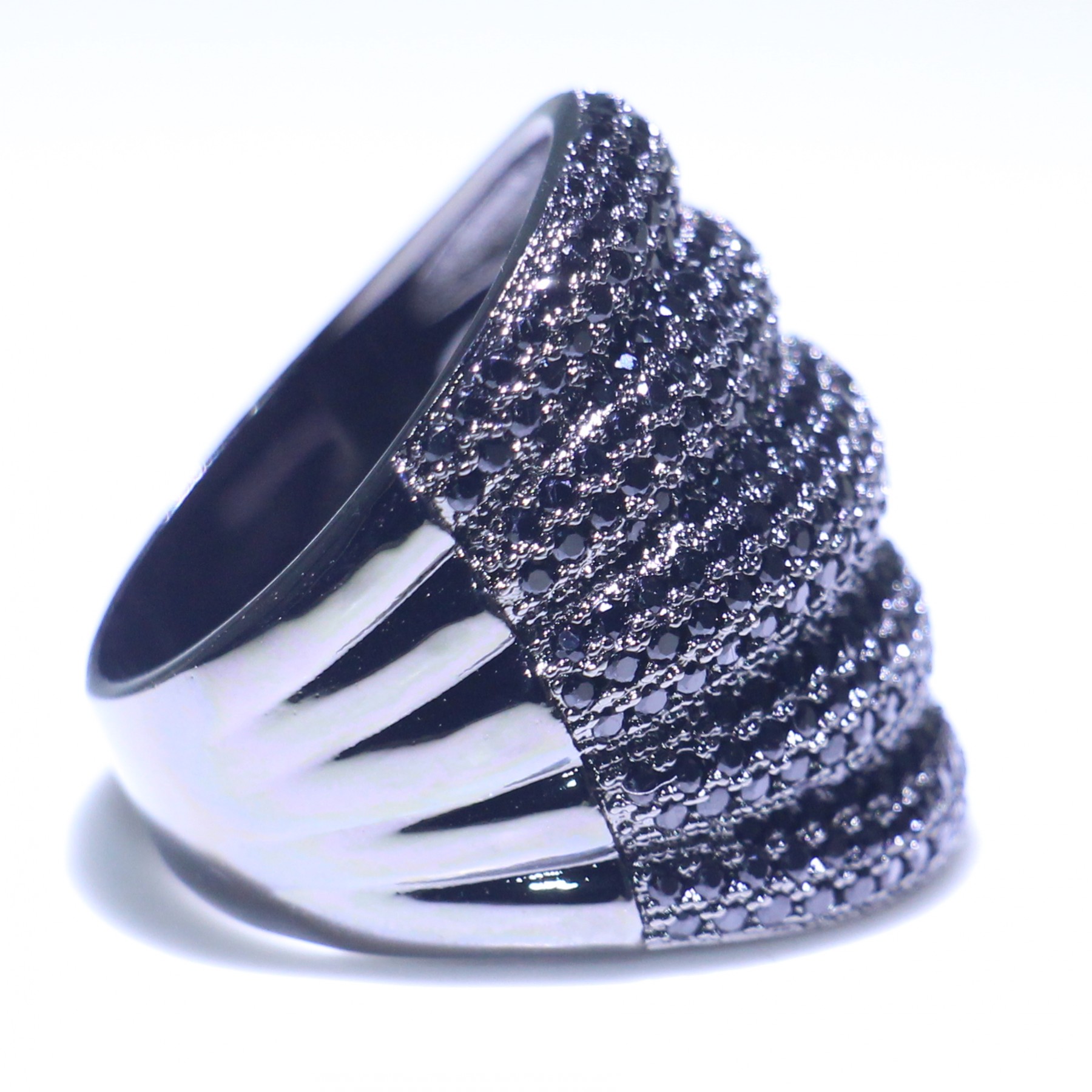 10KT Gold Fill Micro Black Sapphire CZ Dia Eternity Band Ring for Women