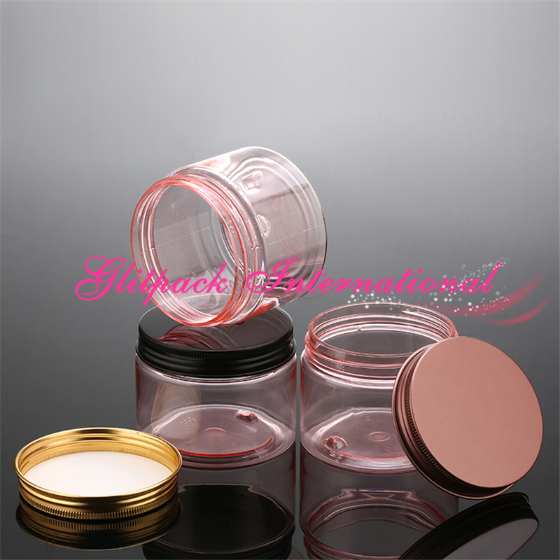 

150g clear pink butter container 150ml PET Plastic emtpy 5.3oz high quality round jar body soap containers packaging storage jar colored