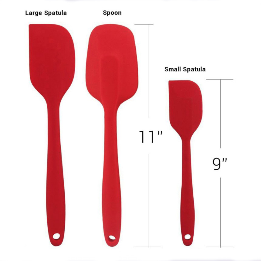 3Pcs/Set Silicone Spatula Spoon Cake Decorating Tools Scraper Heat Resistant Non-toxic Not Sticky Easy to Clean Baking Pastry