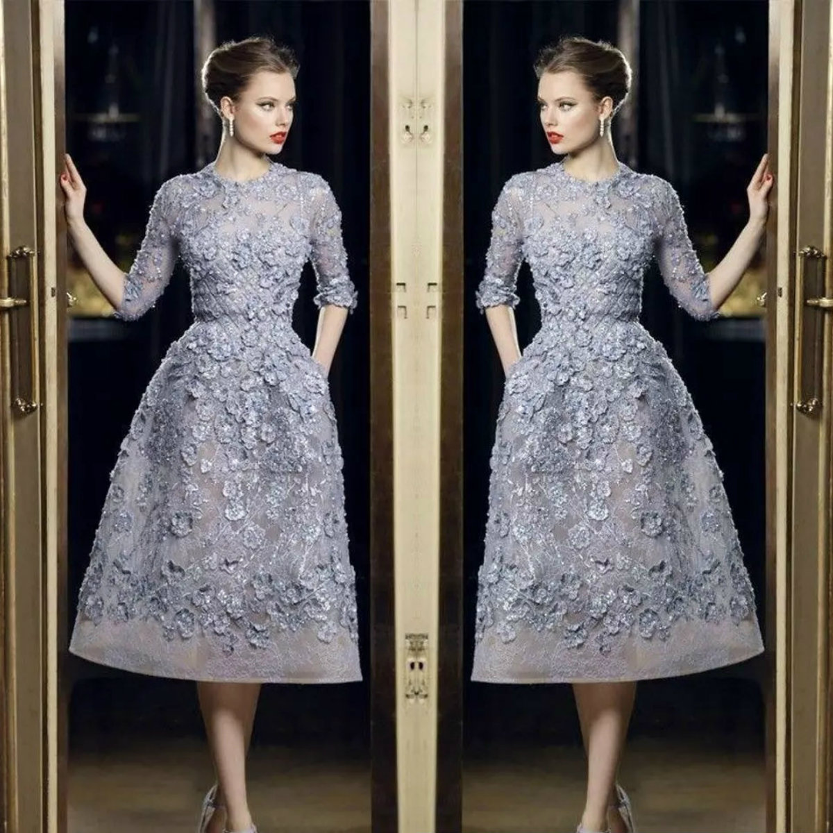 Elie Saab Short Prom Dresses Lace Knee Length Appliques Half Sleeves Evening Dress Formal Party Gowns, Dark green
Elie Saab Short Prom Dresses Lace Knee Length Appliques Half Sleeves Evening Dress Formal Party Gowns, Dark green