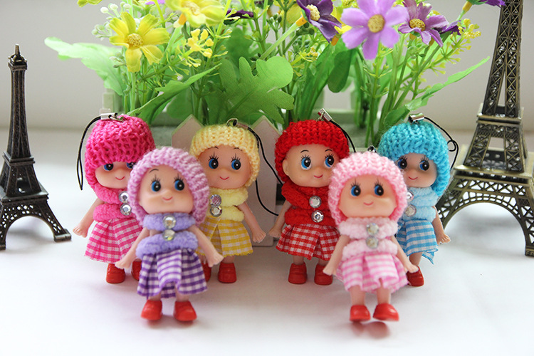 Cute Kids Toys Soft Interactive Baby Dolls Toy Key Chain, Mini Doll Keychain For Girls Key Ring Key Holder