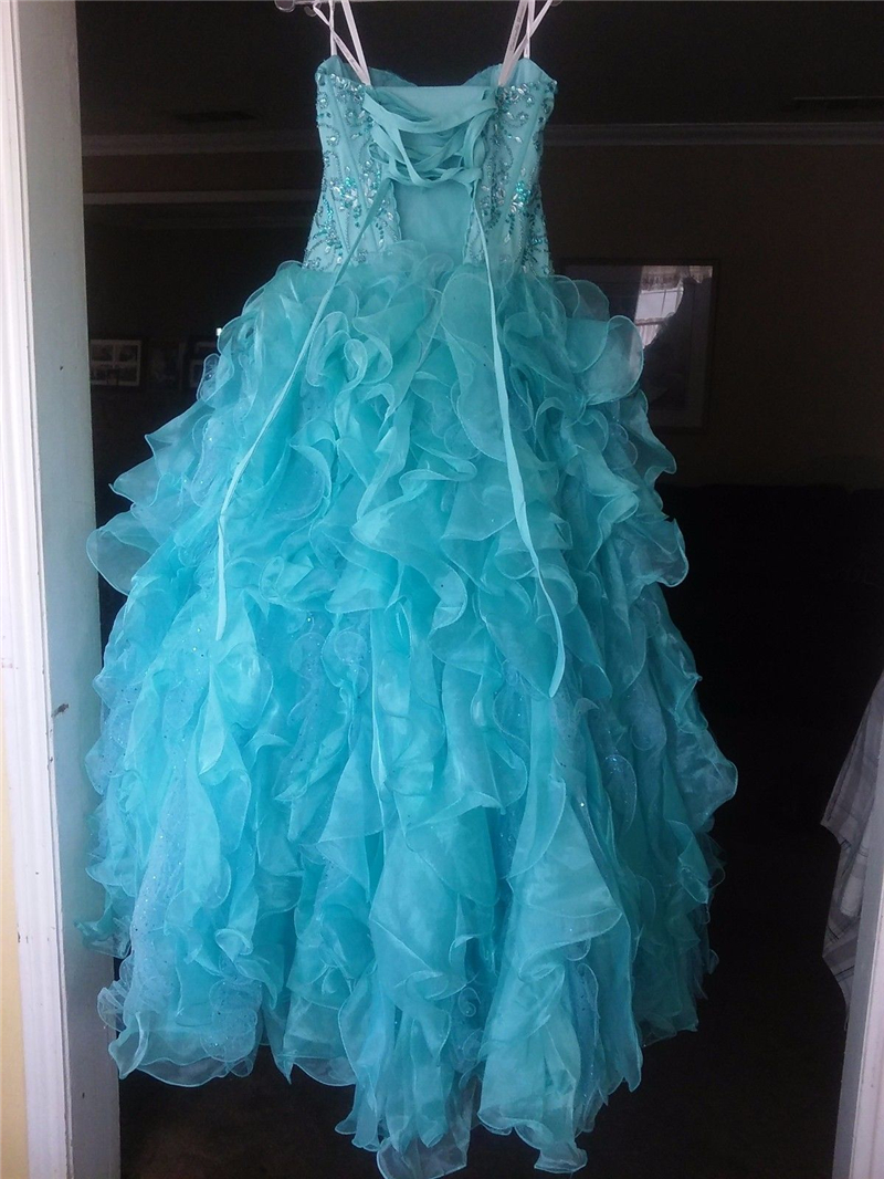 2020 New Blue Ball Gown Quinceanera Dresses Crystals For 15 Years Sweet 16 Plus Size Pageant Prom Party Gown QC1051