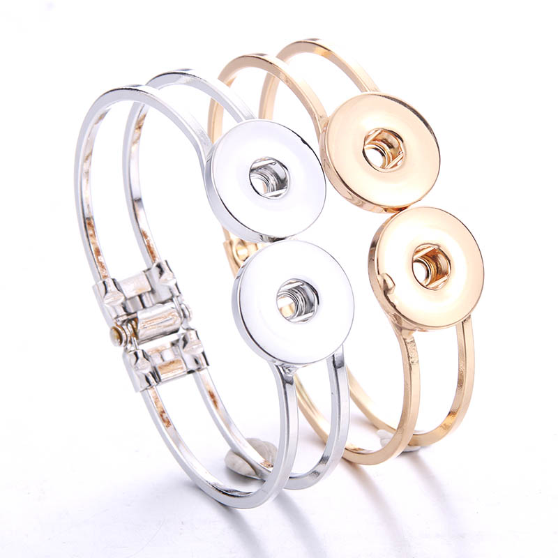 Snap Button Bracelet Fit 18mm Jewelry 2 Charms Silver Gold for Women Men fashion6203229