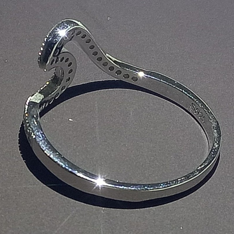 Brand Desgin Original Jewelry Pure 100% Sterling Sier White Sapphire CZ Dia Party Women Wedding Simple Letter Band Ring Set