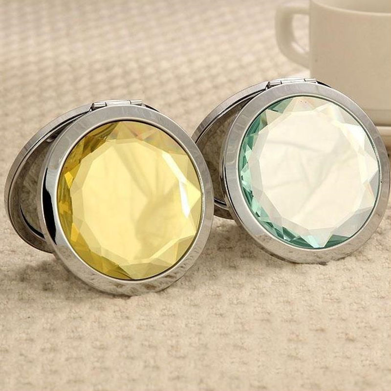 Pocket Mirror Crystal Diamond Handbag Compact Mirror Makeup Cosmetic Magnifying Mirror fast shipping F1279