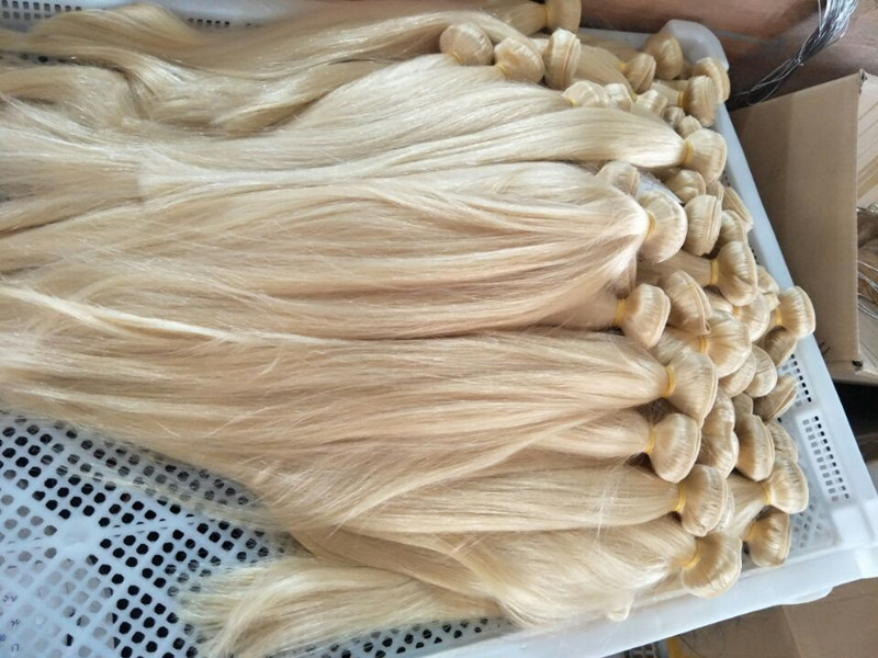 Promotion Top Quality 613 Bleach Blonde Human Braiding Hair Bulk No Weft Straight Brazilian human Hair buy 300Gram