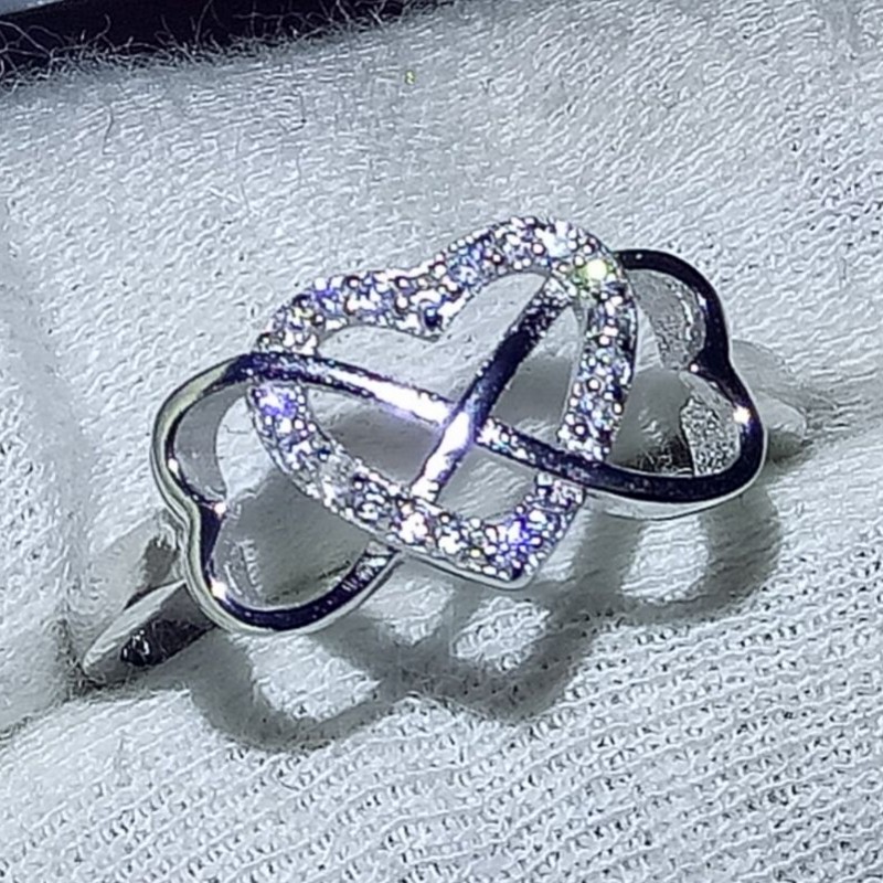 CZ Sterling Sier Cross Rings Jewelry, Heart Band Ring, Pave Cubic Zirconia, Sizes 5-10, Anniversary Gift Free shipping