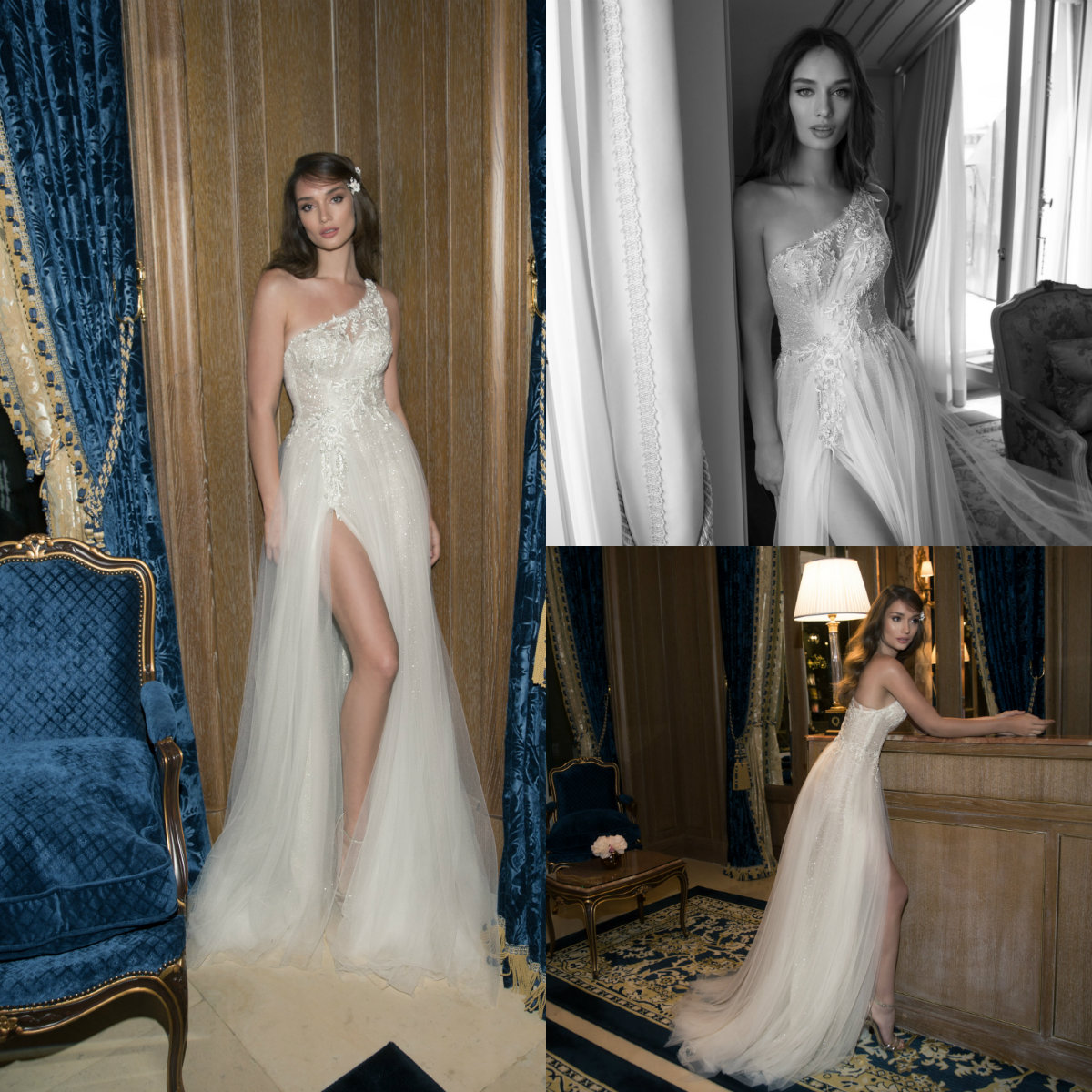 Bg A e Beach Dresses One Shoulder Lace Appliques Beaded Sexy High Split Wedding Dress Custom Made Plus Size Bridal Gowns