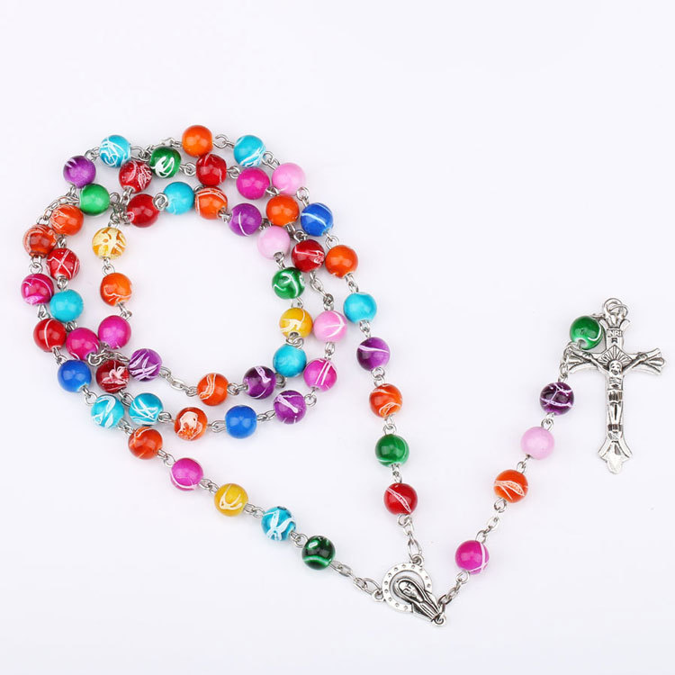 Colorful Polymer Clay Bead Rosary Pendant Necklace Cross Virgin Mary Centrepieces Christian Catholic Religious hip hop jewelry dropship, Silver
Colorful Polymer Clay Bead Rosary Pendant Necklace Cross Virgin Mary Centrepieces Christian Catholic Religious hip hop jewelry dropship, Silver