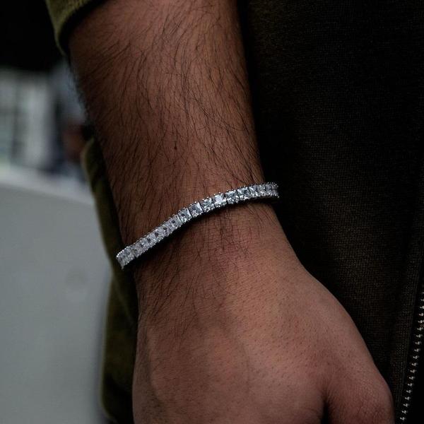 iced out sparking bling mens jewelry wedding engagement gift cz diamoond square tennis chain boy men bracelet bangle