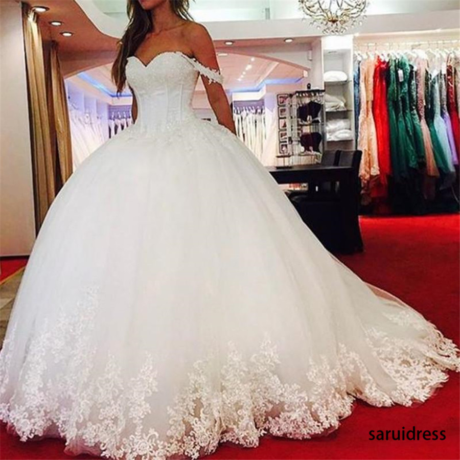 Off Shoulder Tulle Appliques Lace Up Corset Sweetheart Bridal Gowns Church Country Style Ball Gown Puffy Wedding Dresses, Champagne
Off Shoulder Tulle Appliques Lace Up Corset Sweetheart Bridal Gowns Church Country Style Ball Gown Puffy Wedding Dresses, Champagne