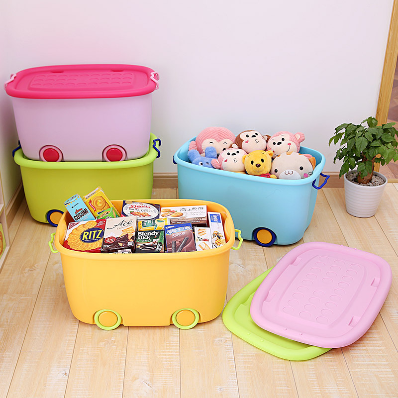 Extra Large Pulley Children's Toys Finishing Cartoon Plastic Convenient Turnover Storage Snacks Books Tool Storage Box
