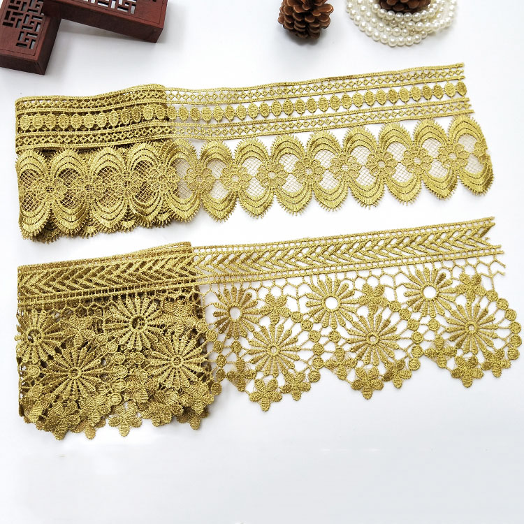 Sale by Yard Golden metallic thread flower high quality embroidery Lace Fabric Sewing costumes DIY Lace Trim H04 H07 H08 H09
Sale by Yard Golden metallic thread flower high quality embroidery Lace Fabric Sewing costumes DIY Lace Trim H04 H07 H08 H09