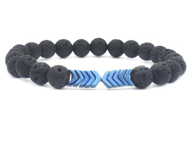 Black 8MM Volcanic Stone Hematite Beaded Strands Bracelets Wholesale Magnetic Energy Lava Rock Beads Bracelet Mix