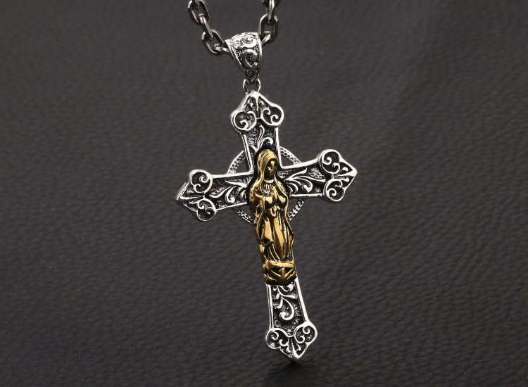 Brand new 925 sterling silver vintage jewelry antique silver hand-made designer Christian Crosses necklace pendants Mother of god Mary