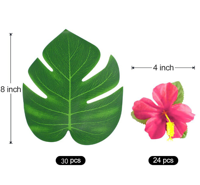 Artificial Tropical Palm Leaves Petal Silk Flower Decoration Set for Hawaii Luau Party Decorations Beach Theme Wedding Table Home garden