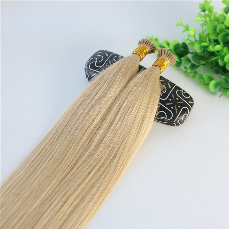 I-tip Brazilian Human Hair Extensions Light Blonde 100Strands 100gram 24# Straight Keratin Stick Human Hair Extensions