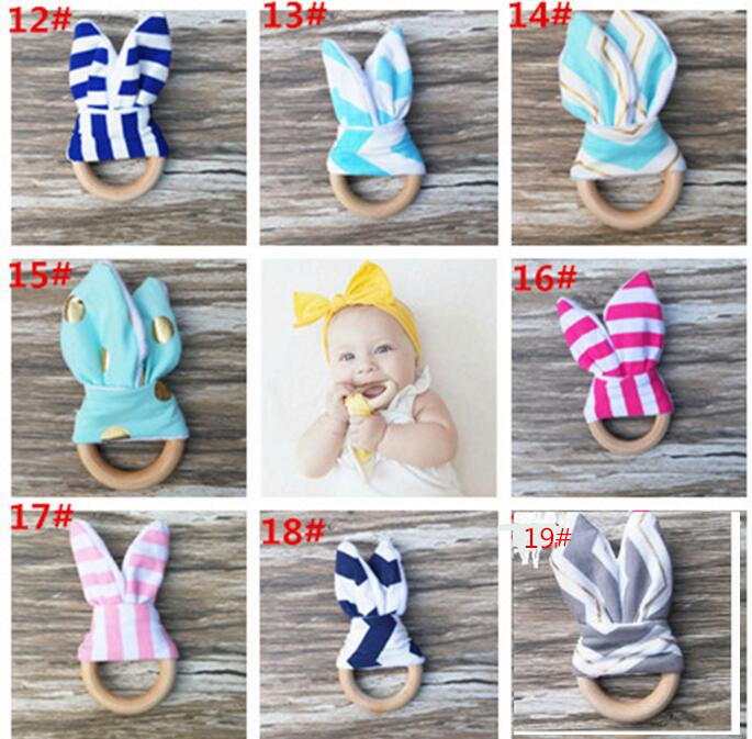 New Baby Teether Wooden Ring Baby Molars Teeth Training Toys Infants Hand Rattles Newborn Babys' Gift Exercises Toys Teeth training toy KKA1