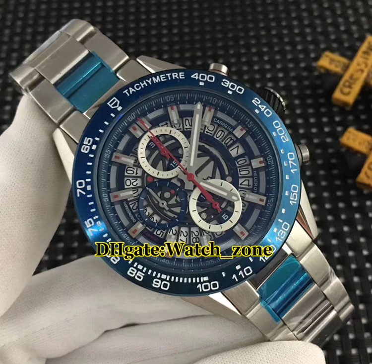 New 43mm 4 Color High Quality Skeleton Blue Dial Quartz Chronograph Men's Watch Blue Bezel Silver Case SS Steel Band Watches, Tag-a08b
New 43mm 4 Color High Quality Skeleton Blue Dial Quartz Chronograph Men's Watch Blue Bezel Silver Case SS Steel Band Watches, Tag-a08b
