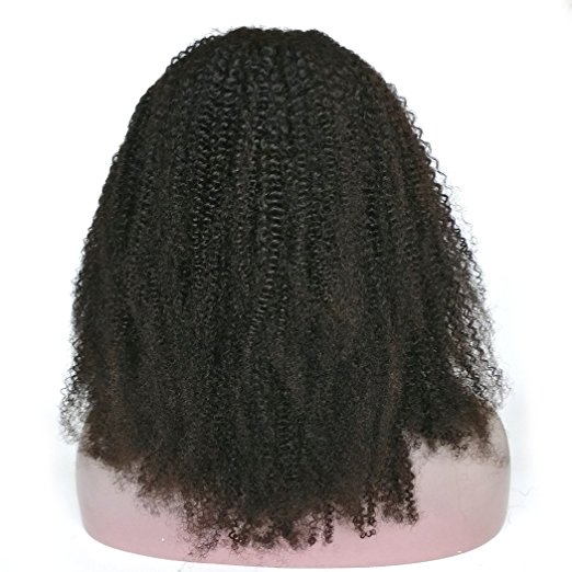 Afro Kinky Curly 360 Full Lace Band Frontal Wig 180% High Density Pre Plucked Natural Hairline 4B 4C (12 inches, Afro Kinky