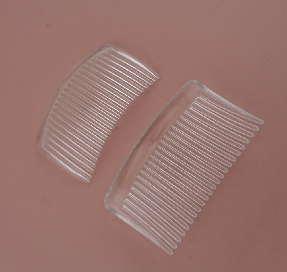 20PCS 5.0cm*8.5cm 23teeth Clear plain plastic hair combs for diy hair accessories bridal headpieces,transparent side combs