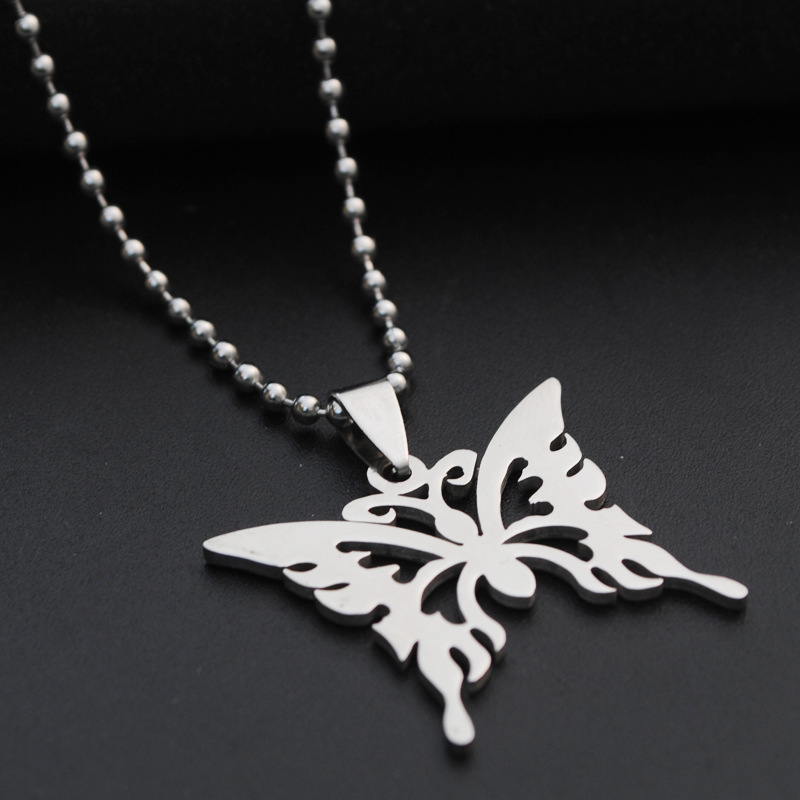1pcs stainless steel hollow butterfly charm necklace animal insect butterfly bee necklace butterfly effect pendant charm necklace jewelry