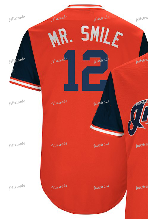 Cleveland 2018 Players Weekend 12 Lindor Mr. Smile 22 Jason Kipnis Dirtbag 47 Trevor Bauer Bauer Outage Nickname Stiched Baseball Jersey, As picture
Cleveland 2018 Players Weekend 12 Lindor Mr. Smile 22 Jason Kipnis Dirtbag 47 Trevor Bauer Bauer Outage Nickname Stiched Baseball Jersey, As picture