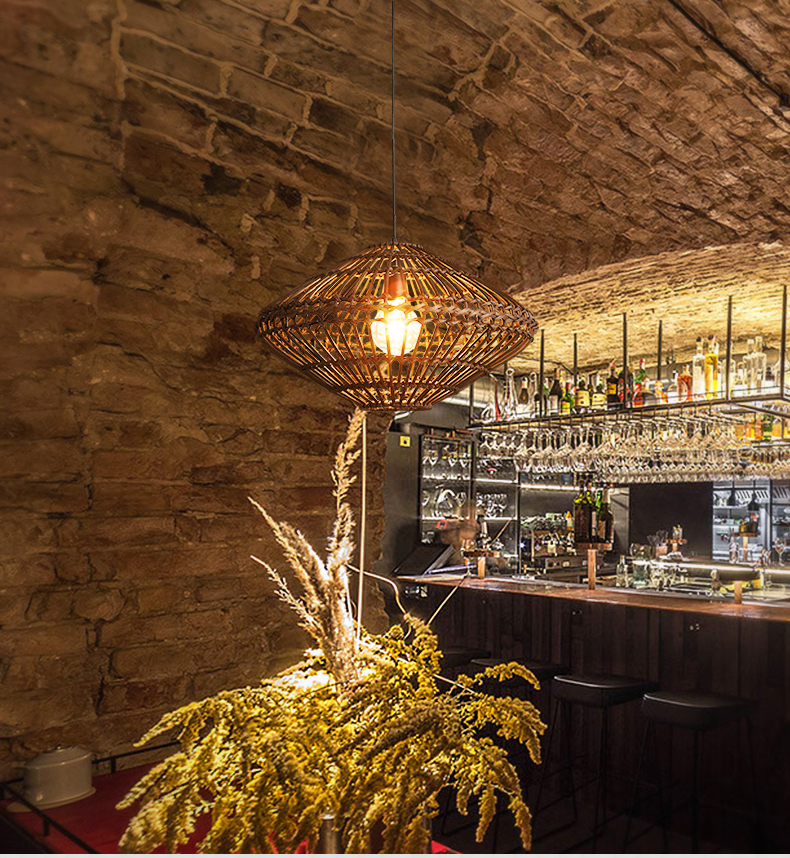 Southeastern Vine Pendant Lamps Vintage Thailand Rattan Pendant Lights Fixture Home Indoor Lighting Restaurant Restaurant Tea Room Cane Lamp