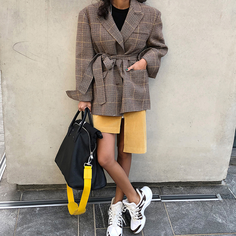 Autumn Winter Bandage Plaid Women Blazer 2018 Vintage Single Breasted Loose Casual Female Jacket Streetwear Suit Coat, Picture color
Autumn Winter Bandage Plaid Women Blazer 2018 Vintage Single Breasted Loose Casual Female Jacket Streetwear Suit Coat, Picture color