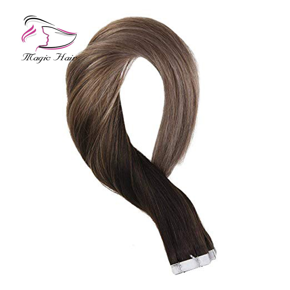 Evermagic Balayage Ombre 2/6/18# Silky straight brazilian tape balayage human hair extension 20pieces 2.5g/pc 50g for one bundle