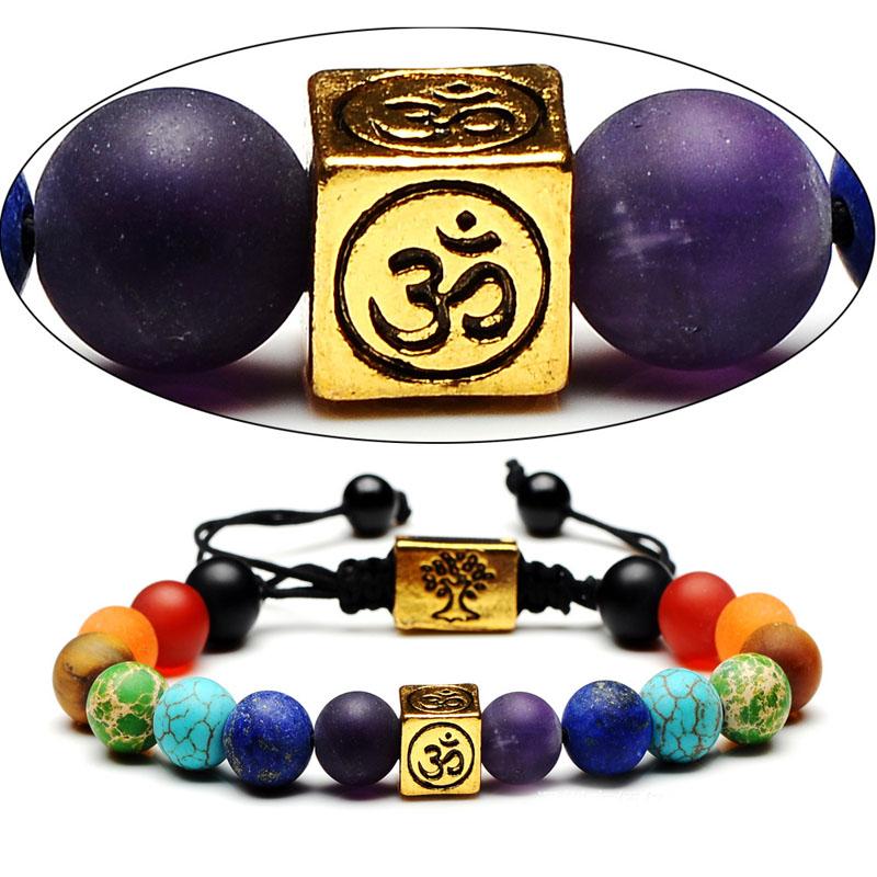 Tree of Life Natural Stone 7 Yoga Chakra Bracelet Bangle Cuffs Buddha Fashion Jewelry for Women Men Gift Drop Ship