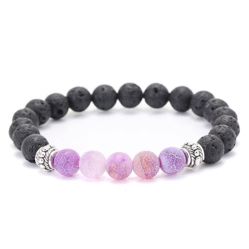 Beaded Bracelet Lava Rock Natural Stones Weathered Fissure Grain Stone Cuffs Bangles Energy Yoga Chain Wholesale