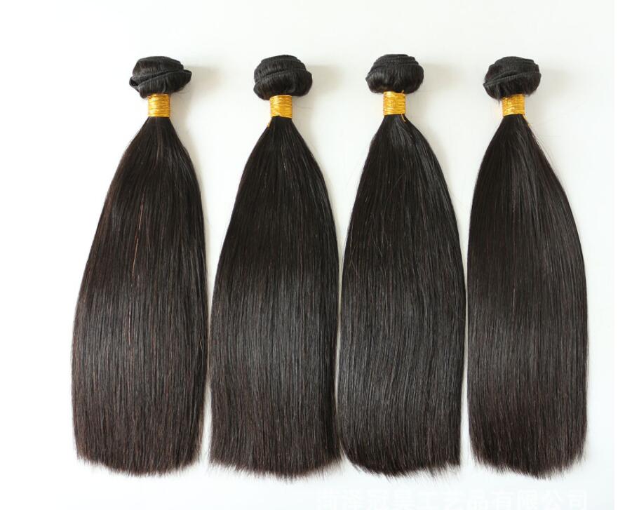 Free shipping 100% Human High Quality Straight Double Drawn Raw Virgin Hair 1 bundle