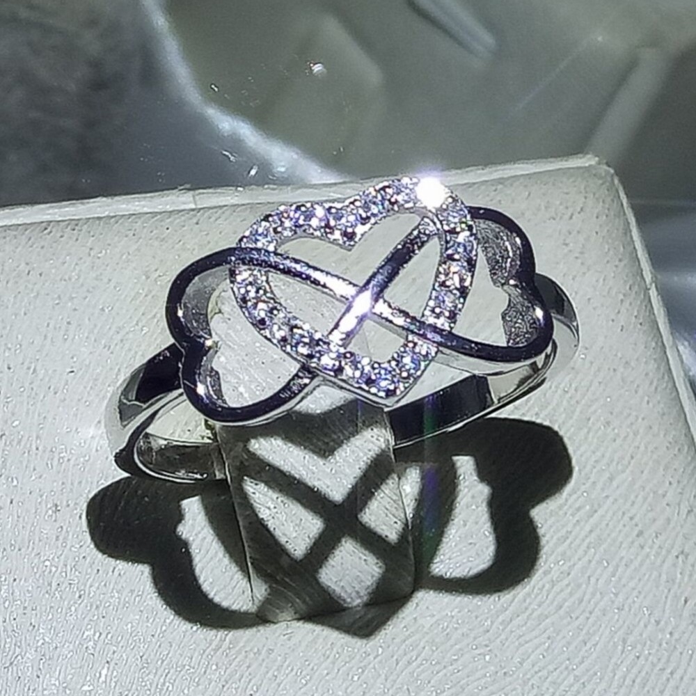 CZ Sterling Sier Cross Rings Jewelry, Heart Band Ring, Pave Cubic Zirconia, Sizes 5-10, Anniversary Gift Free shipping